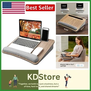 Cushioned Portable Laptop Desk with Anti-Slip Wrist Pad, Fits 15.6 in Laptops - Afbeelding 1 van 9