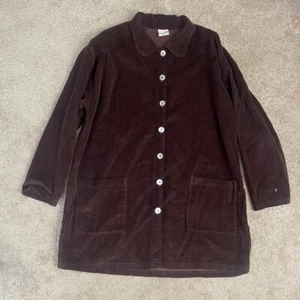 Brown Corduroy Stamp Vintage 90s Chore Jacket Womens Thick Large - Picture 1 of 4