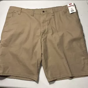 Wrangler Carpenter KHAKI TAN SHORTS 10” cuciture interne Flex Fit grandi uomo 48” NUOVO - Foto 1 di 4