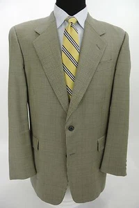 Gieves & Hawkes 2 Btn Sport Coat Jacket Navy Beige Houndstooth Green Check 41 L - Picture 1 of 8