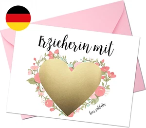 Erzieherin mit Herz Rubbelkarte Grußkarte Kindergarten Abschiedsgeschenk Danke s - Bild 1 von 8