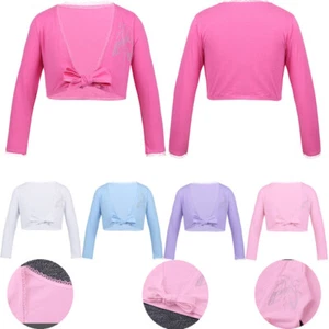 Girls Classic Shrugs Wraps Tops Kids Gymnastic Ballet Dancing Cardigan Dancewear - Picture 1 of 30
