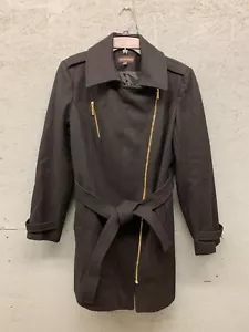 Dana Buchman Damenmantel schwarz Wolle mit Gürtel Übergröße Large asymmetrischer Reißverschluss - Bild 1 von 11