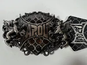 Fibbia cintura Tapout nero grigio metallo draghi gabbia MMA arti marziali miste Y2K NOS - Foto 1 di 6