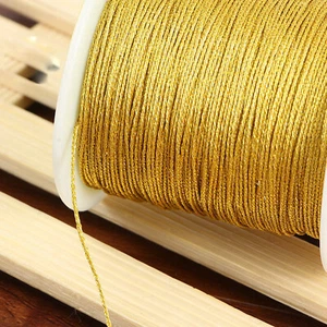 Una bobina filo spago nylon oro metallizzato corda gioielli perline cavo intrecciato - Foto 1 di 12
