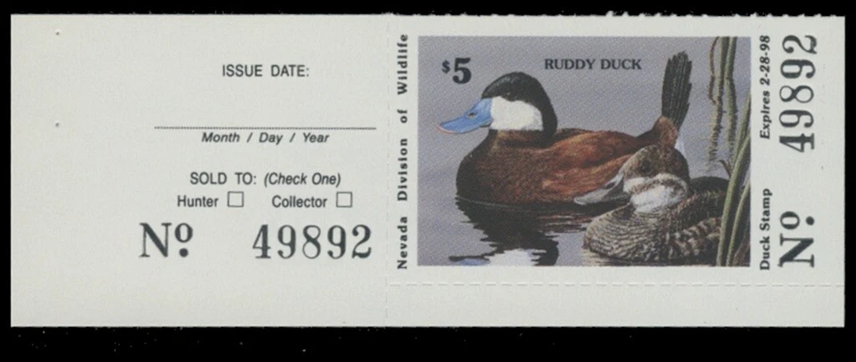 1997  Nevada State Duck Stamp Mint Never Hinged. With Tab.   - Image 1 of 1