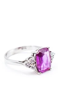 NATÜRLICHER 2,41 CT CEYLON LILA SAPHIR VERLOBUNGSRING MIT DIAMANTEN IN W GOLD - Bild 1 von 8