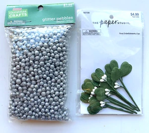2 New Papercraft Items for Card Making & Scrapbooking Glitter Pebbles & Florals - Picture 1 of 3