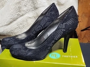 Mootsies Tootsies 8.5 Women's Black Lace Heels - Picture 1 of 8