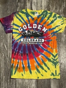 Shirt Mens Small Tie dye Short Sleeve Golden Colorado Graphic Tee - Picture 1 of 6