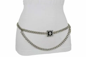 Women High Waist Hip Elegant Fashion Fancy Belt Silver Metal Chain Lion M L XL - Picture 1 of 12