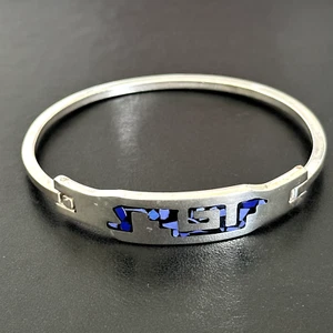 Brazalete Brazalete Vintage Taxco México Plata de Ley 925 Ónix y Piedra Púrpura - Imagen 1 de 10