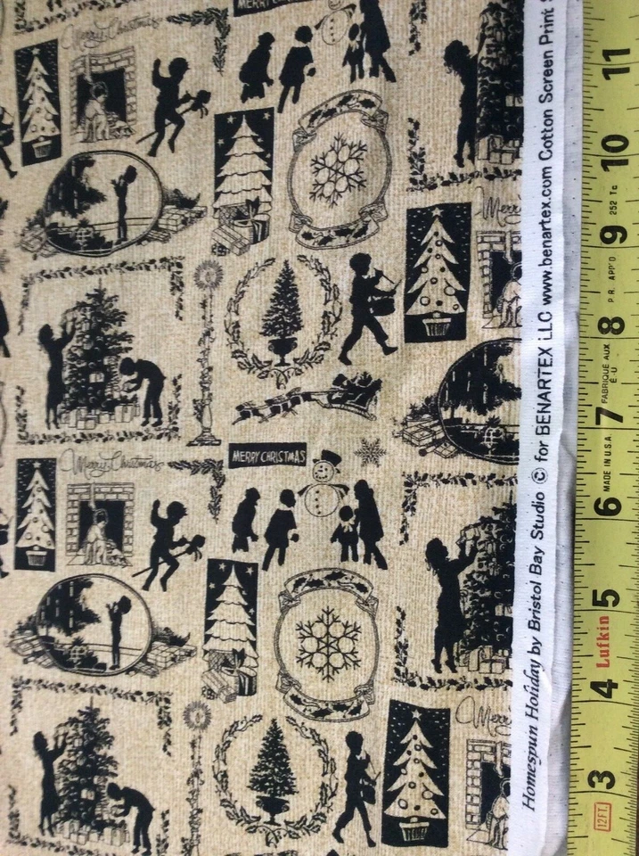 BENARTEX - HOMESPUN HOLIDAY METALLIC- 2 CHOICES OF PRINT-  BY THE YARD - Image 1 of 1