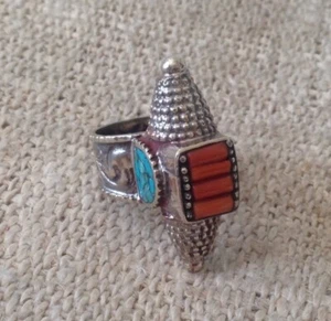 Anillo coral turquesa vintage - Imagen 1 de 7