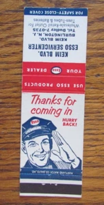CUBIERTA DE LIBRO DE CERILLAS DE GASOLINERA KEIM ESSO: BURLINGTON, NJ 1950S MATCHCOVER -B8 - Imagen 1 de 1