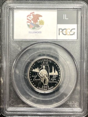 2003-S 25C Clad Illinois Quarter PCGS PR69DCAM-State Flag Series - Image 1 of 2