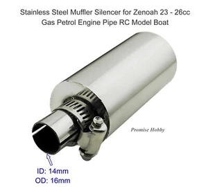 Stainless Steel Muffler Silencer for 23cc- 26cc Gas Petrol Engine Motor RC Boat - Picture 1 of 6