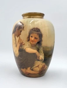 Vtg Sisters Porcelain Vase 8” w/ Gold Trim (Victorian Girls Art)  - Picture 1 of 8