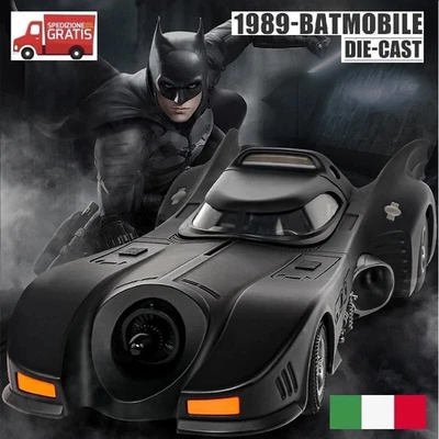 Modello AUTO BATMOBILE 1989 MACCHINA BATMAN DC Comics WB Die-cast 1:18 luci LED - Immagine 1 di 4
