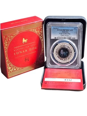 2018 Australia Opal Lunar Series Year of the Dog 1oz Silver PCGS PR-70 DCAM - Image 1 of 4