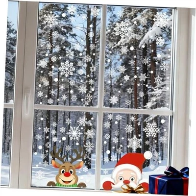 465 PIEZAS 10 Hojas Doble Cara Navidad Ventana Adhesivos, Navidad Copo de Nieve  Foto 1 de 4