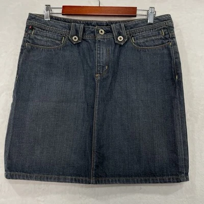 Polo Ralph Lauren Jean Denim Falda Mujer 10 Rodillas Cortas Azul Oscuro Algodón Años 90 Y2K Foto 1 de 4