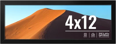 4X12 Picture Frame for Wall Display, 4X12 Black Picture Frame with HD Plexiglas, - Изображение 1 из 4