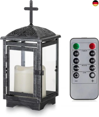 Staymoment Grablaterne Wetterfest mit LED Kerze: Friedhof Laterne outdoor