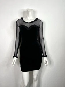 Vtg Moschino Cheap & Chic 90s Black Velour Dress M - Picture 1 of 10