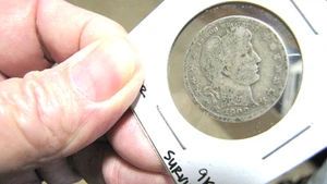 Moneda de 25c de plata 90 % dólar barbero 1909-D - se ve bien - Imagen 1 de 2