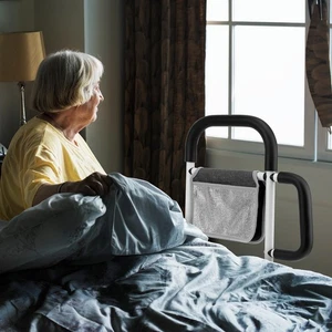 Adjustable Bed Rail Stainless Steel+Storage Pocket Easy Assemble for Elderly 1PK - Picture 1 of 15