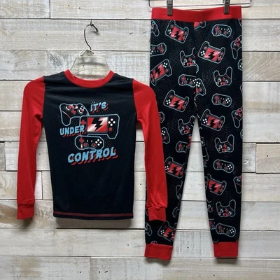 Cuddl Duds Pijama Niños 10 Rojo Negro Jugador Juegos Está Bajo Control Foto 1 de 4