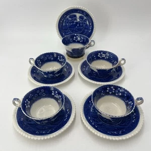AW003 Vintage Old Mark Copeland SPODE'S TOWER (Blue) Cup & Saucer - 5 Sets - Picture 1 of 24