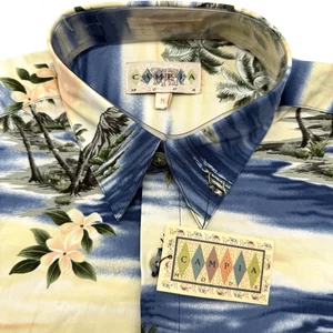 Campia Moda Hawaiian Short Sleeve Outrigger Palm Tree M Aloha Casual Beach NWT - Picture 1 of 8