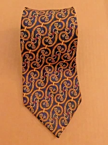 Cravaseta 100 % Seide Krawatte Designer blau & gold mit Gürtel Länge 58” Breite 3,5” - Bild 1 von 4