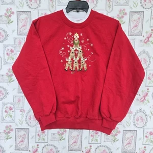 Sudadera Suéter Feo Bordada Apilada Reno Navidad Rojo Años 90 De Colección L - Imagen 1 de 7