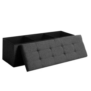 45.3 Inches Storage Ottoman Bench Foldable Seat Footrest Shoe 45.3" Flip Black - Picture 1 of 8