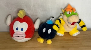 Nintendo Super Mario Stuffed Animal Plush Toy LOT 3x Bowser, Bomb, Cheep Cheep - Picture 1 of 13
