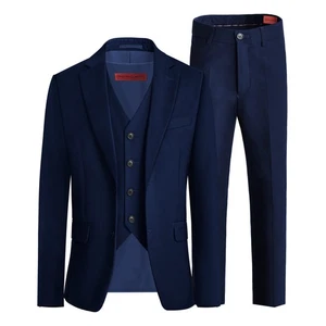 Conjunto de trajes ajustados azul marino para niños trajes formales 3 piezas talla 2 trajes para niños pequeños... - Imagen 1 de 6