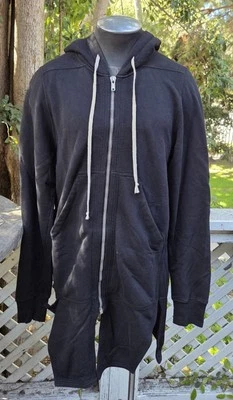 Rick Owens DRKSHDW Long Zipper Sweater Hoodie Large DU15F5278-F Italy - Image 1 of 4