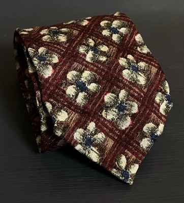 Canali мужской галстук красный цветочный геометрический шелк сделано в Италии - Изображение 1 из 4