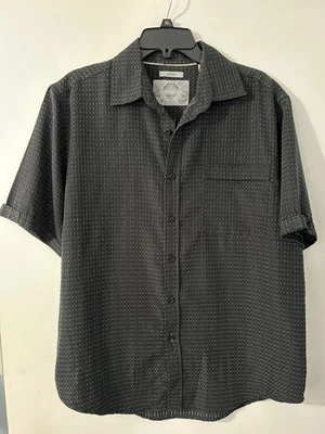 Bruno New York Button Up Shirt Black With Dots Short Sleeve Casual Mens Large - Image 1 of 4