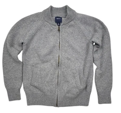 Suéter GapKids Mezcla de Lana Cremallera Completa Cuello Simulado Gris Tejido Raglán M (8) Regular Foto 1 de 4