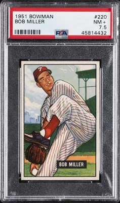 1951 BOWMAN #220 BOB MILLER PSA 7.5 - Image 1 of 2
