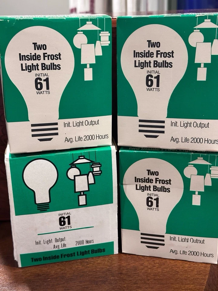 Vintage - 61w (60w) - ComEd - Inside Frosted Light Bulbs - 4 Packs/8 Bulbs -Read - Image 1 of 1