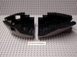 Vintage Lego Pirate Ship Gray & Black Hull Boat Base Bow and Stern - Picture 1 of 4