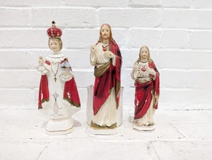 Vintage Religious Statues Lot Sacred Heart Of Jesus Planter Infant Of Prague - Picture 1 of 13