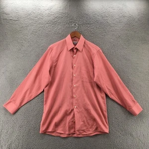 Geoffrey Beene Long Sleeve Mens Medium Regular Fit Pink Collared Wrinkle Free - Picture 1 of 10