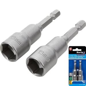 Bluespot 13mm Torque Magnetic Power Nut Bolts Hex Head Setter 1/4" 2pc - Picture 1 of 3