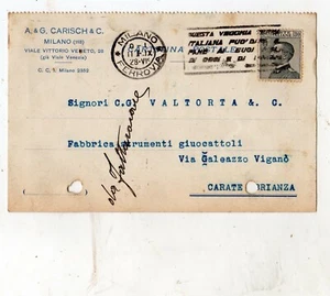 cartolina COMMERCIALE a.& g. carisch strumenti musicali milano 1928 - Picture 1 of 1
